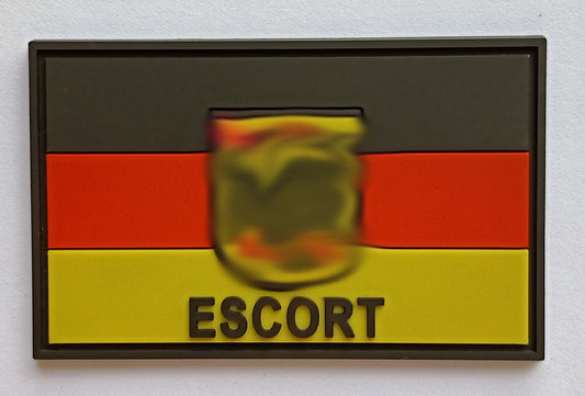 Écusson ESCORT drapeau allemand, grand avec aigle fédéral, écusson en caoutchouc polychrome/3D