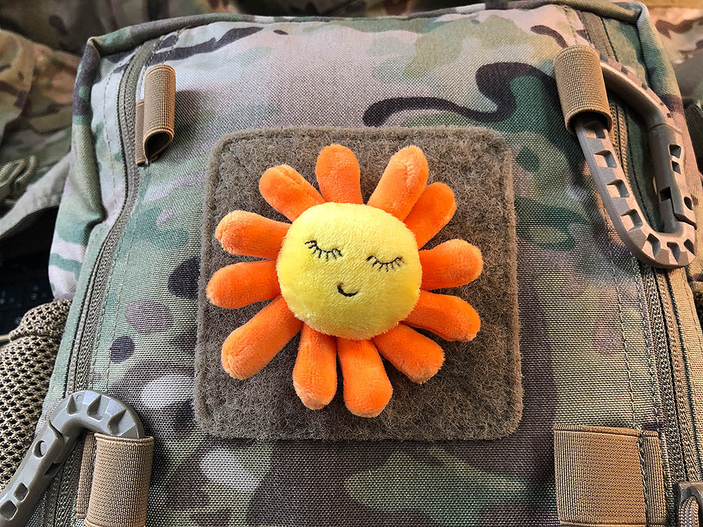 Stoffplüschpatchh Sunny, orange, mit Klettfläche auf der Rückseite