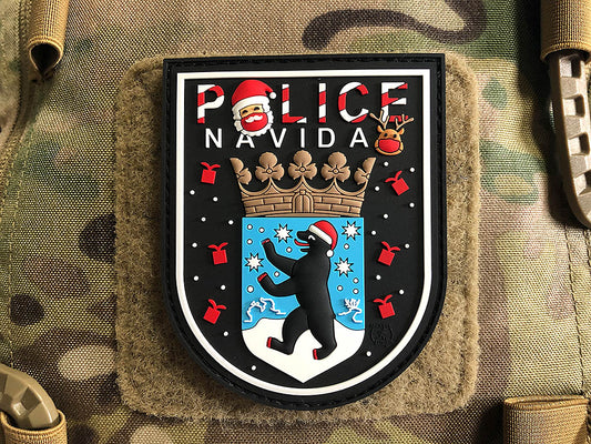 Écusson POLICE FELIZ NAVIDAD BLN, édition limitée, écusson en caoutchouc JTG 3D