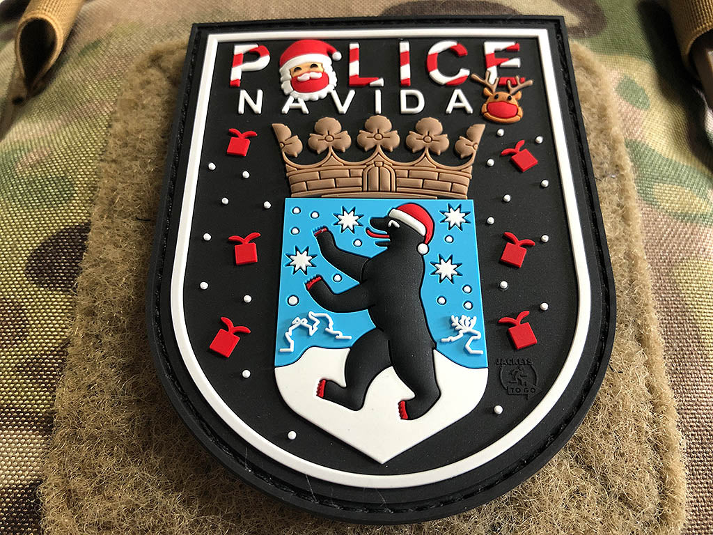 Écusson POLICE FELIZ NAVIDAD BLN, édition limitée, écusson en caoutchouc JTG 3D