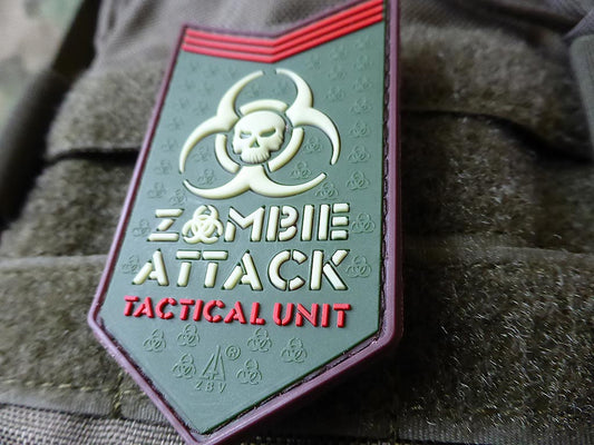 Patch d'attaque de zombies, patch en caoutchouc multicam / 3D