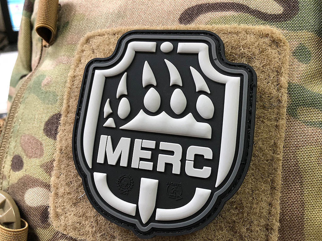 Patch MERC / Söldner, gris pierre olive / Patch caoutchouc 3D