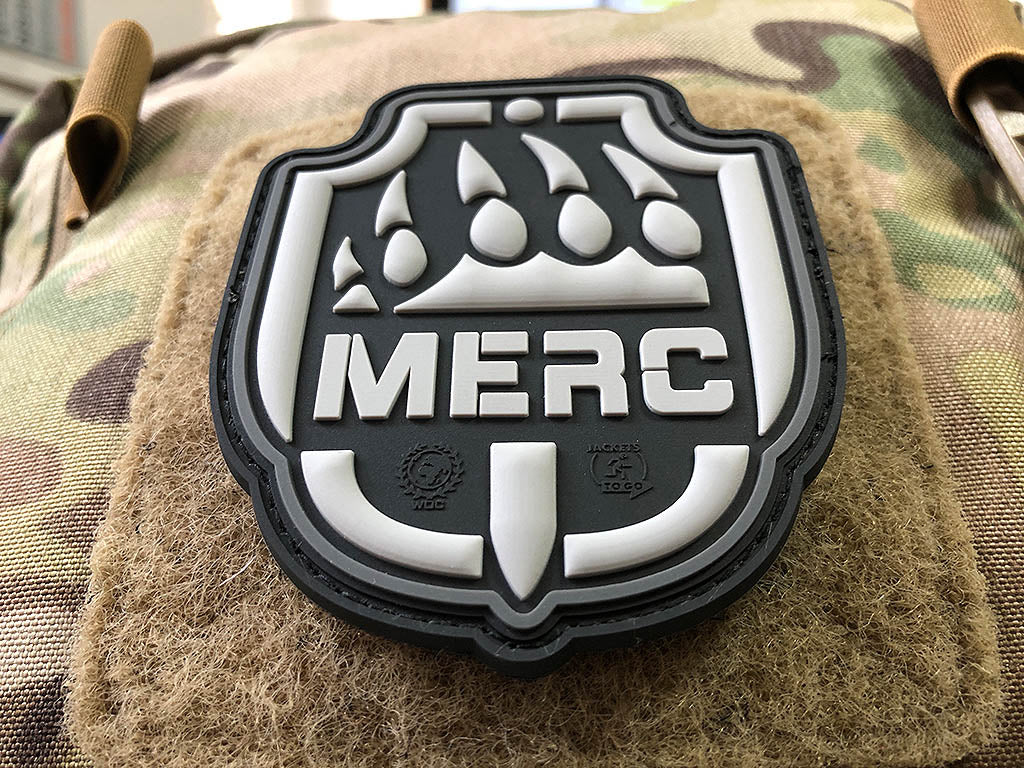 Patch MERC / Söldner, gris pierre olive / Patch caoutchouc 3D