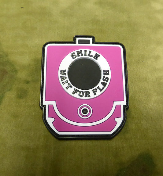 Smile and Wait for Flash Patch, rosa / 3D Rubber Patch