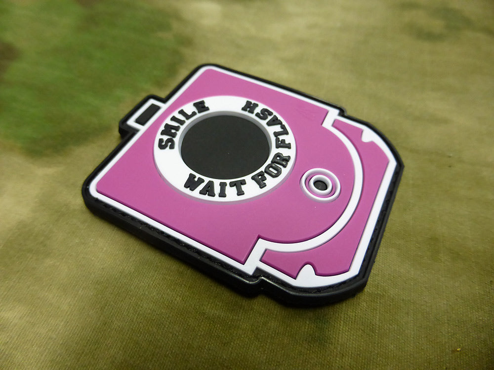 Smile and Wait for Flash Patch, pink / 3D Rubber patch