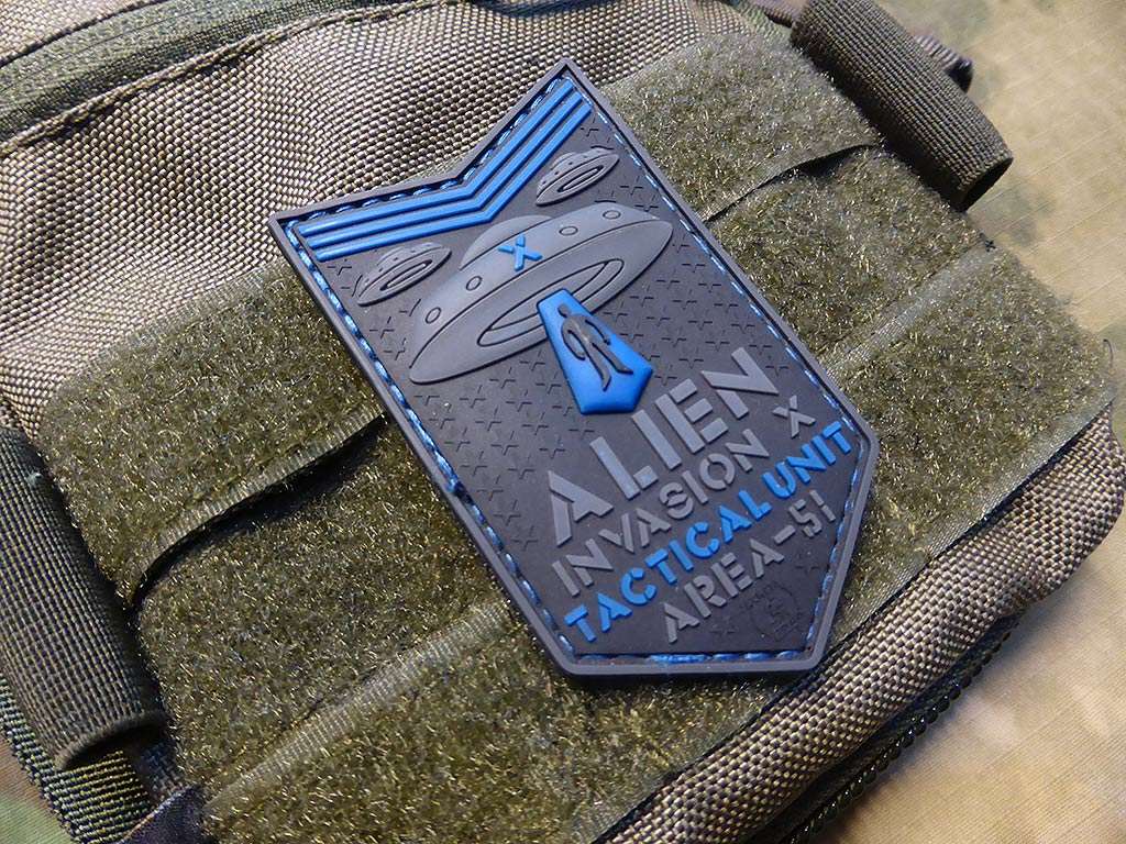 ALIEN INVASION X-Files, Tactical Unit Patch, AREA-51, blue / 3D Rubber Patch