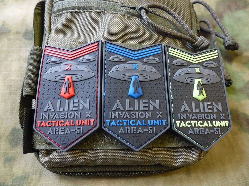 ALIEN INVASION X-Files, Tactical Unit Patch, AREA-51, blue / 3D Rubber Patch