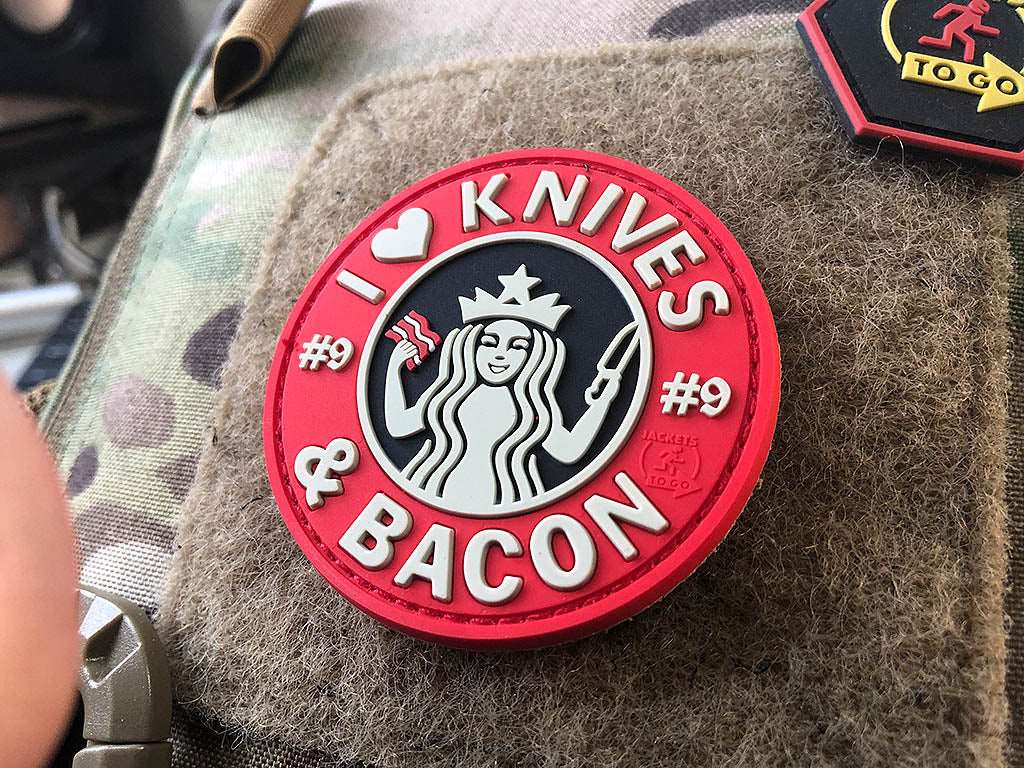 #9 I love Knives and Bacon Patch, fullcolor / 3D Rubber Patch