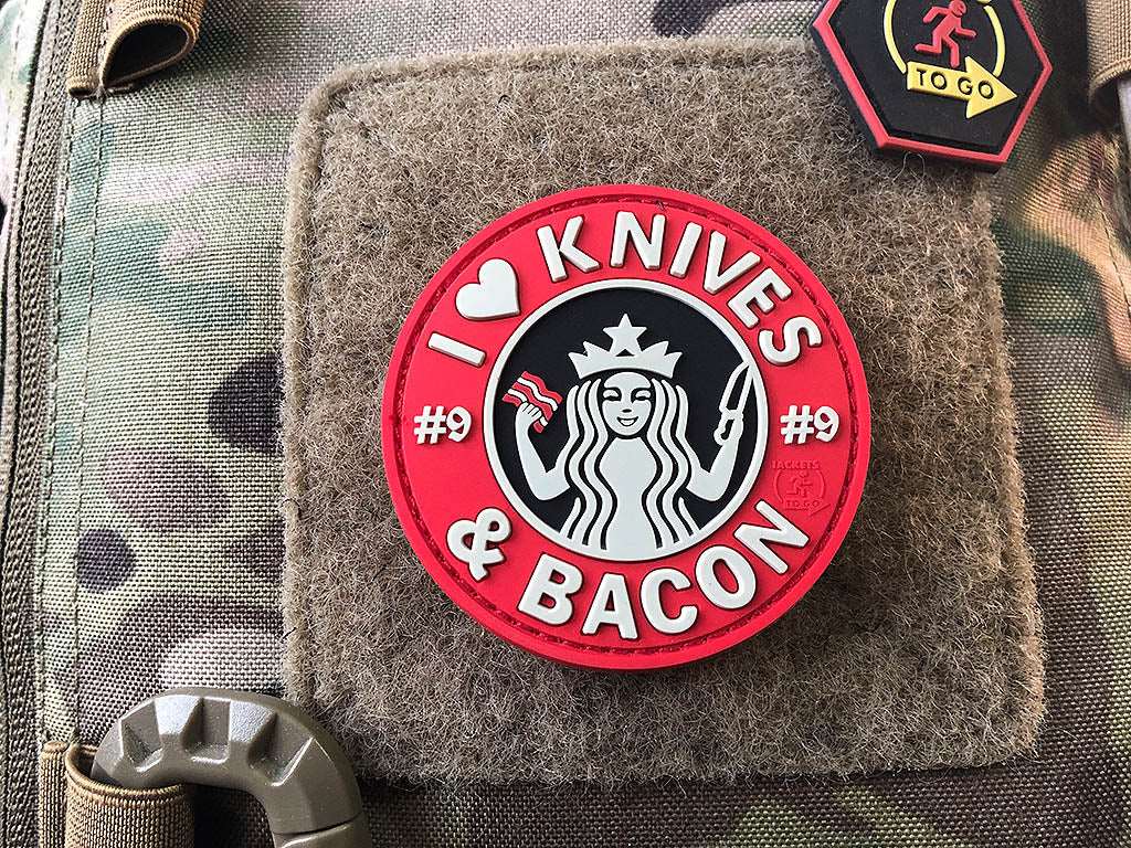#9 I love Knives and Bacon Patch, fullcolor / 3D Rubber Patch