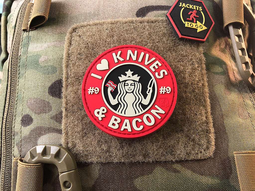 #9 I love Knives and Bacon Patch, fullcolor / 3D Rubber Patch