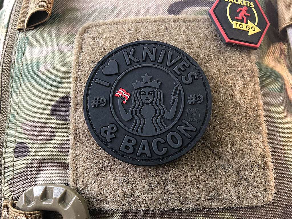 #9 I love Knives and Bacon Patch, blackops / 3D Rubber Patch