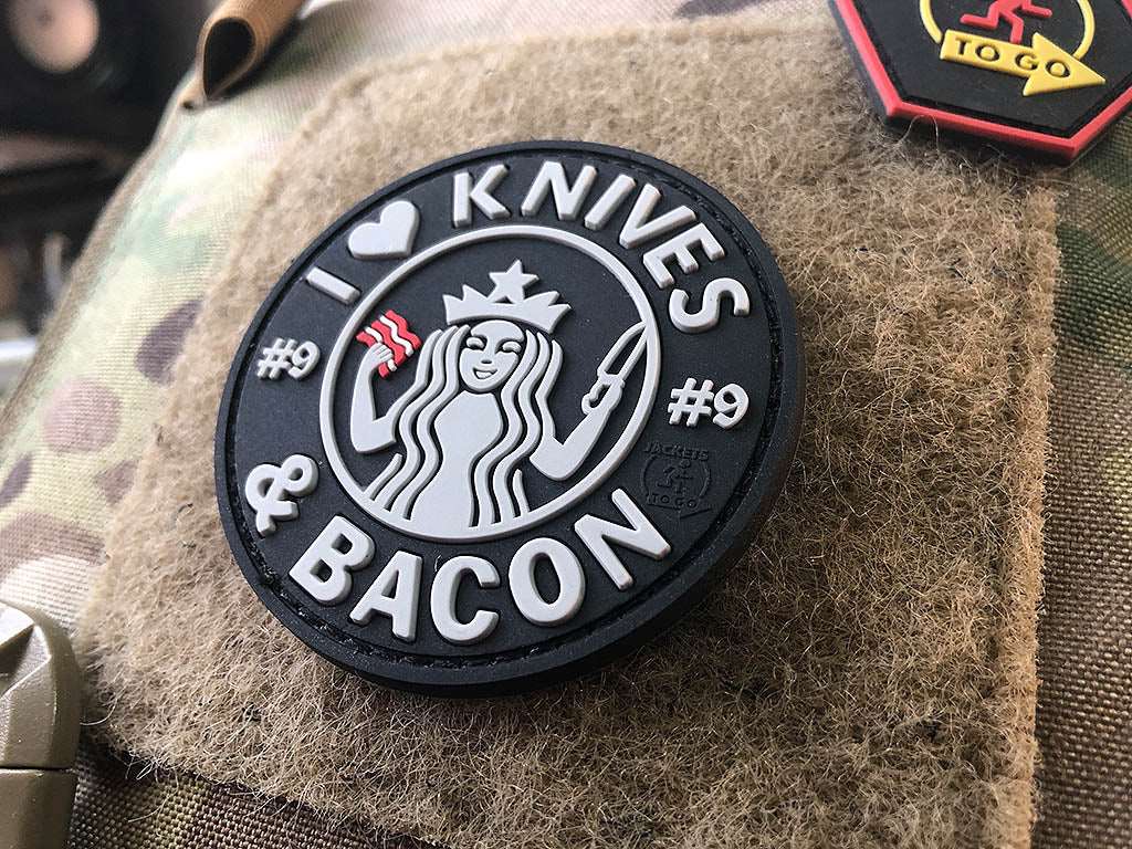 #9 I love Knives and Bacon Patch, swat / 3D Rubber Patch