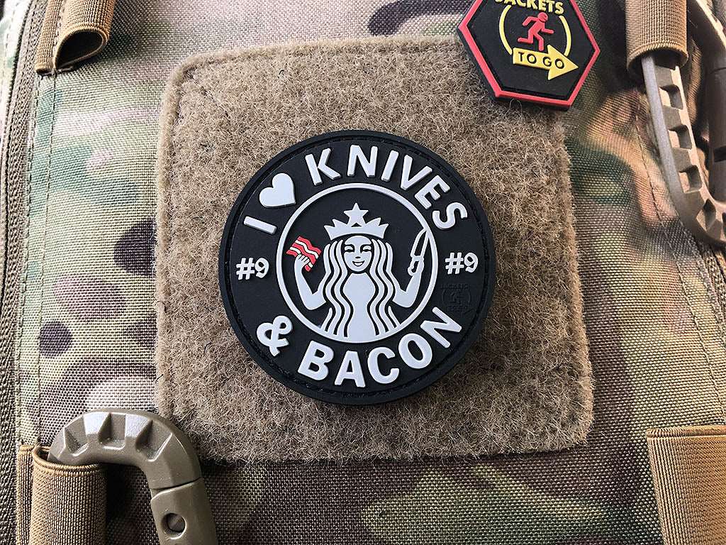 #9 I love Knives and Bacon Patch, swat / 3D Rubber Patch