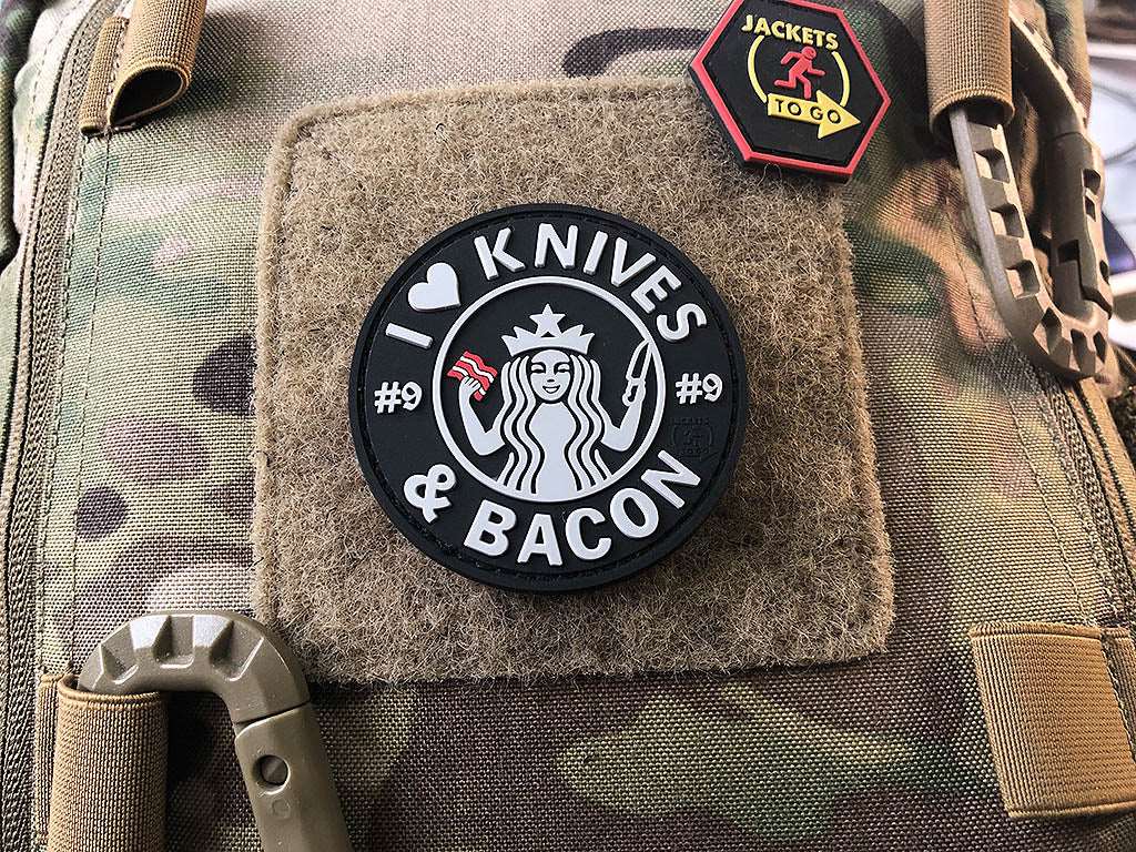 #9 I love Knives and Bacon Patch, swat / 3D Rubber Patch