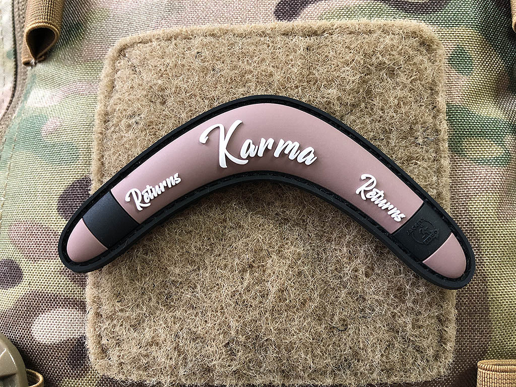 Karma Returns Boomerang Patch, coffebrown / 3D Rubber - Patch Snatched