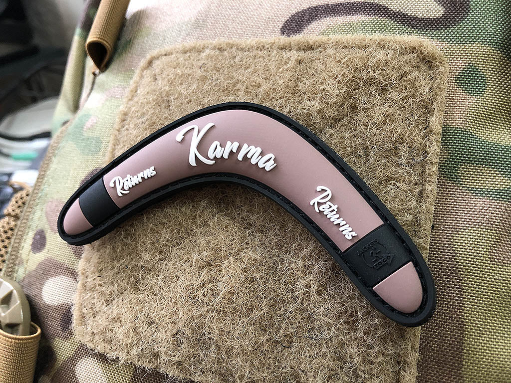 Karma Returns Boomerang Patch, coffebrown / 3D Rubber - Patch Snatched