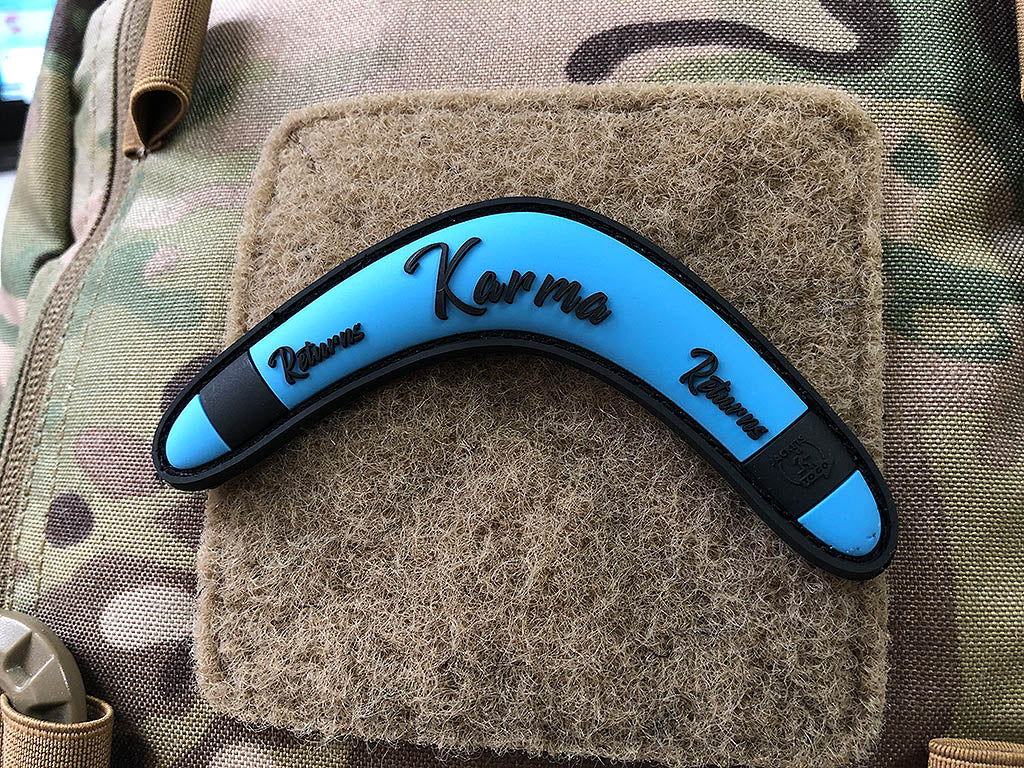 Karma Returns Boomerang Patch, light blue / 3D Rubber