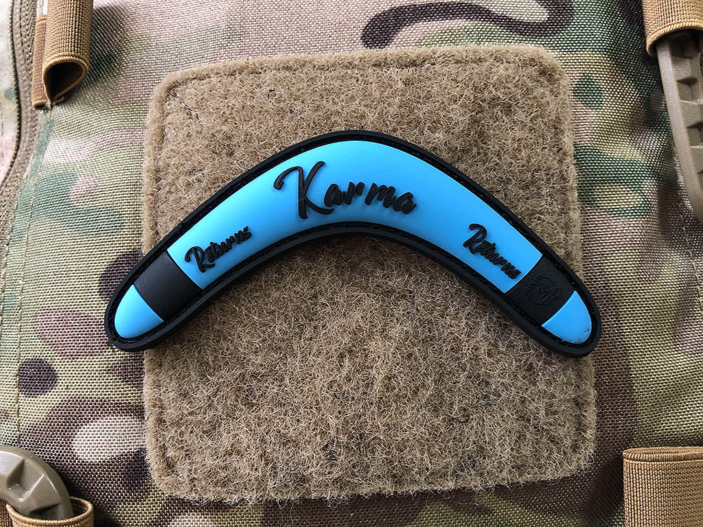 Karma Returns Boomerang Patch, lightblue / 3D Rubber - Patch Snatched