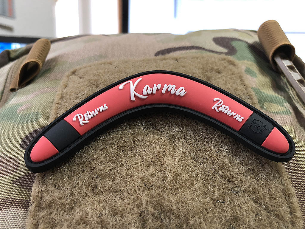 Karma Returns Boomerang Patch, rose / 3D Rubber