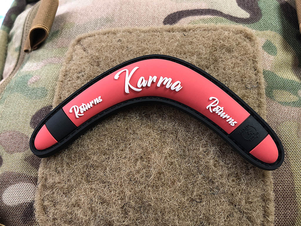 Karma Returns Boomerang Patch, rose / 3D Rubber