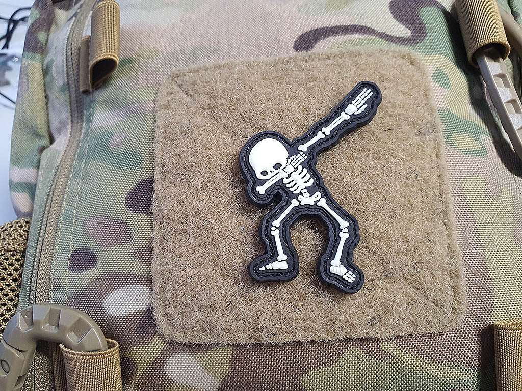 Dabbing Skeleton Patch, gid, 3D Rubber Patch