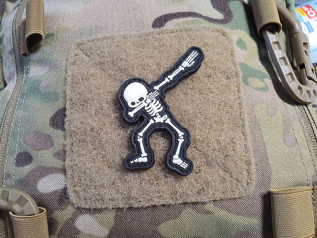 Dabbing Skeleton Patch, gid, 3D Rubber Patch