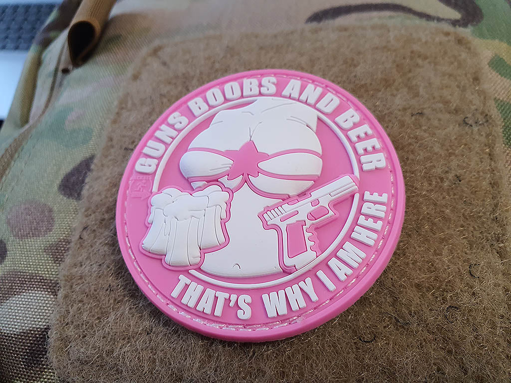 Guns Boobs and Beer Patch, pink / 3D Rubber patch - Patch Snatched