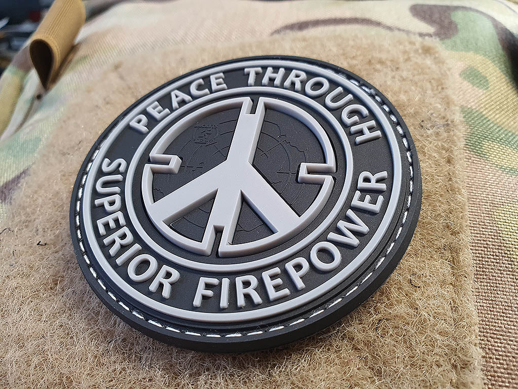 Peace Patch, "PEACE THROUGH SUPERIOR FIREPOWER", swat, 3D Rubber Patch - Patch Snatched