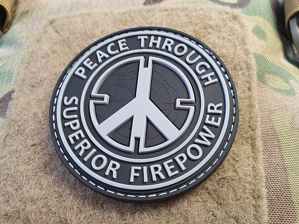 Peace Patch, "PEACE THROUGH SUPERIOR FIREPOWER", swat, 3D Rubber Patch - Patch Snatched