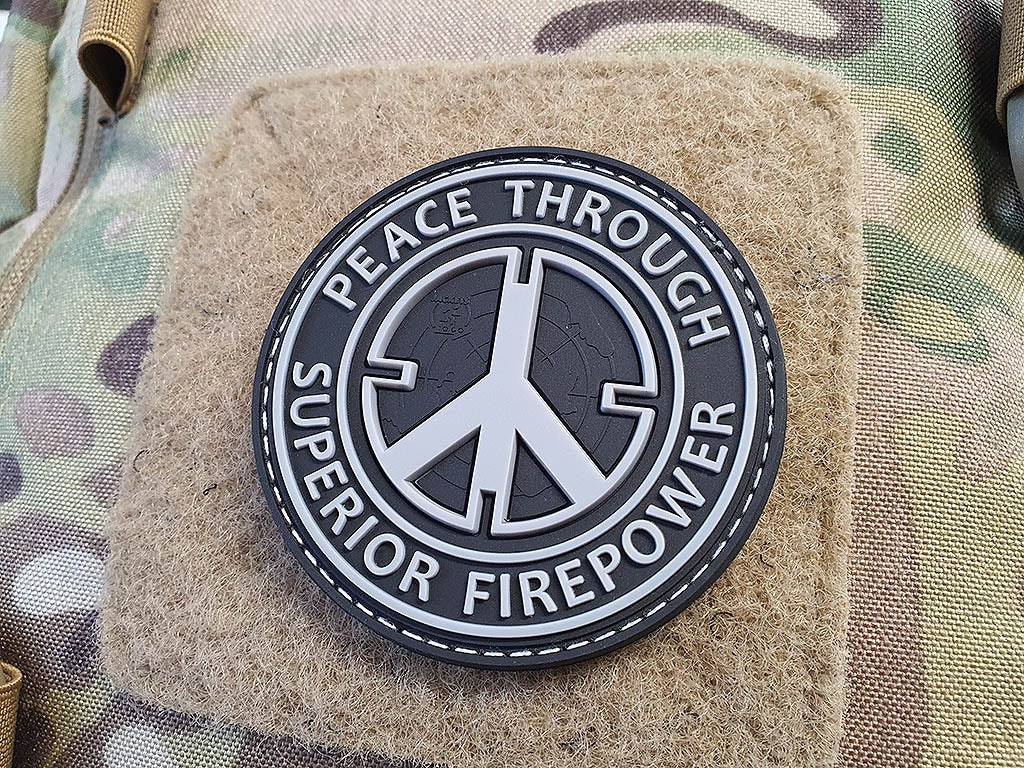 Peace Patch, "PEACE THROUGH SUPERIOR FIREPOWER", swat, 3D Rubber Patch - Patch Snatched