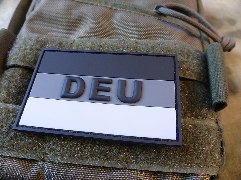 Deutschlandflagge - Patch mit DEU, Grau / 3D Rubber Patch