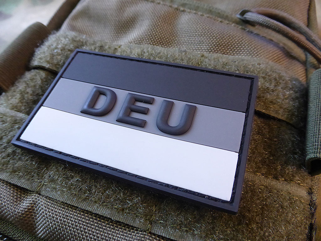 Deutschlandflagge - Patch mit DEU, Grau / 3D Rubber Patch