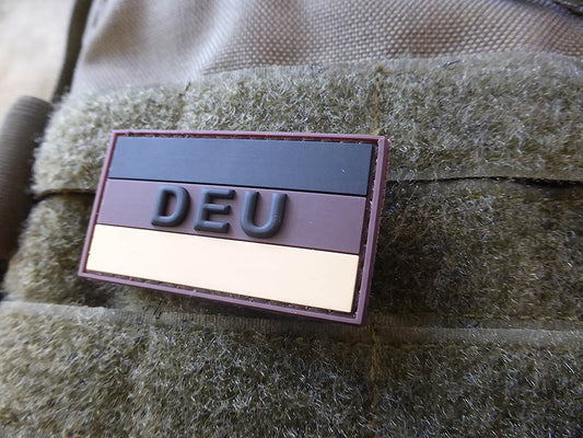Deutschland Flaggen Patch mit DEU, desert, klein  / 3D Rubber Patch