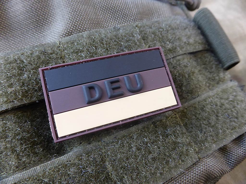 Deutschland Flaggen Patch mit DEU, desert, klein  / 3D Rubber Patch