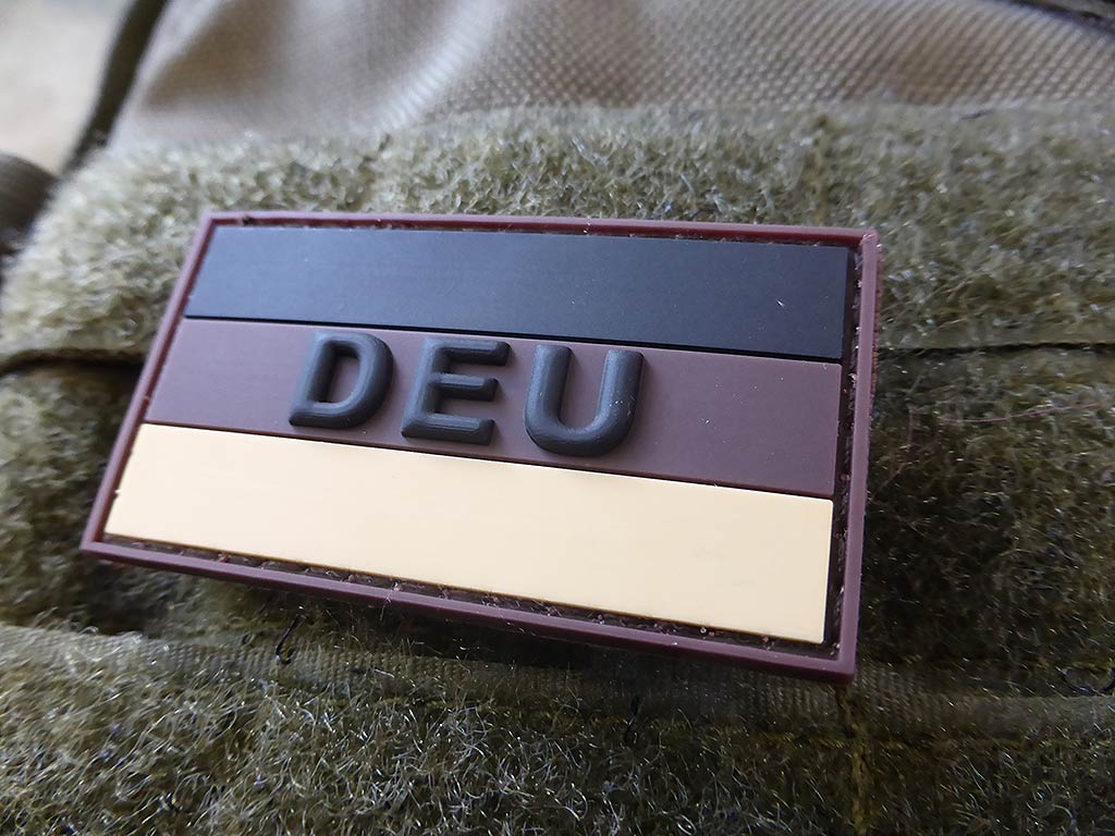 Deutschland Flaggen Patch mit DEU, desert, klein  / 3D Rubber Patch