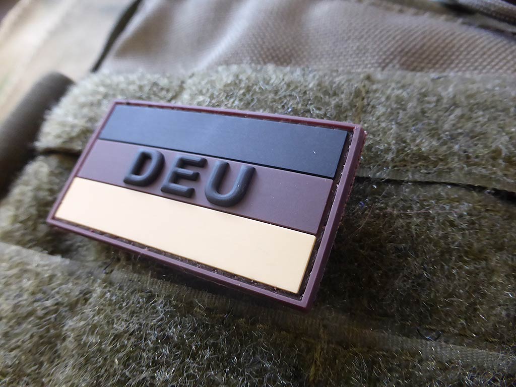 Deutschland Flaggen Patch mit DEU, desert, klein  / 3D Rubber Patch