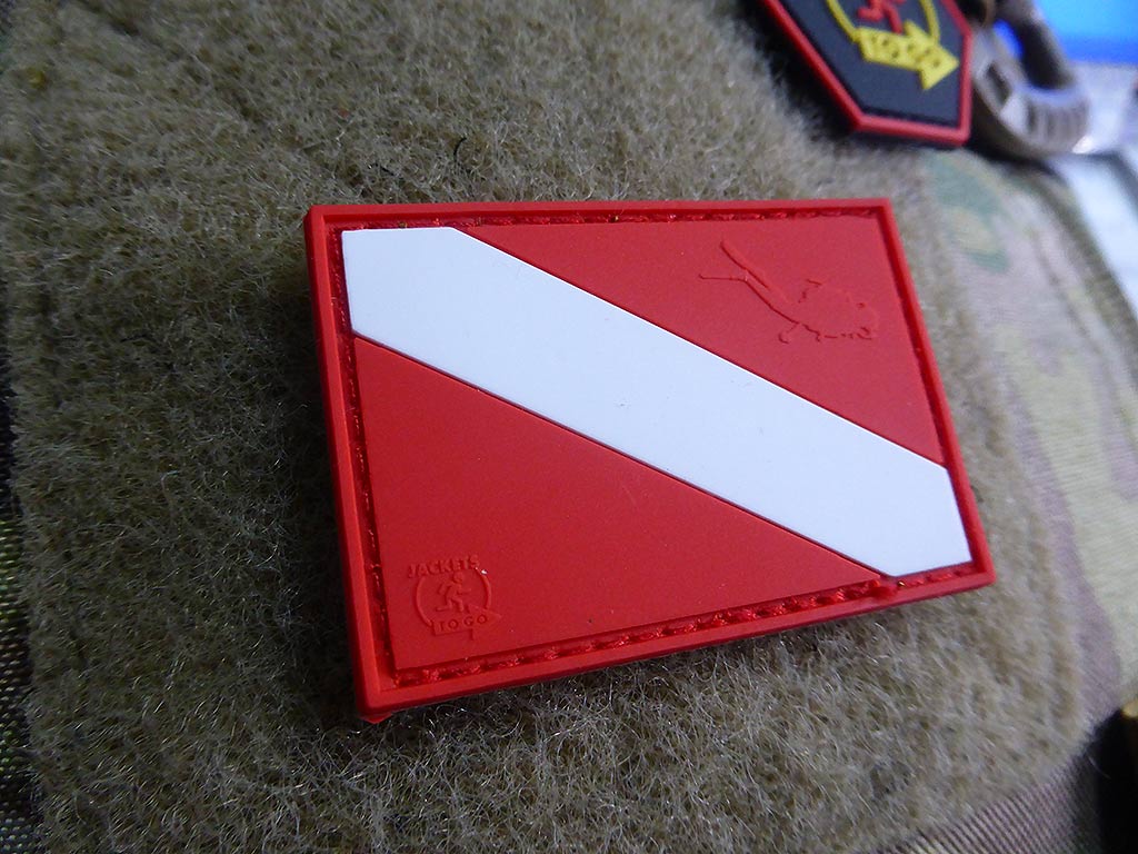 Diver Down Flag Patch, vollfarbig / 3D Rubber Patch