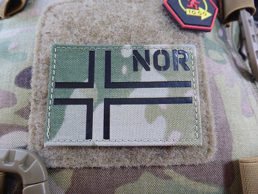 Norwegenflagge - IR / Infrarot Patch mit NOR Länderkennung - Cordura Lasercut, Multicam, MILSPEC IR TAB, maßgefertigt