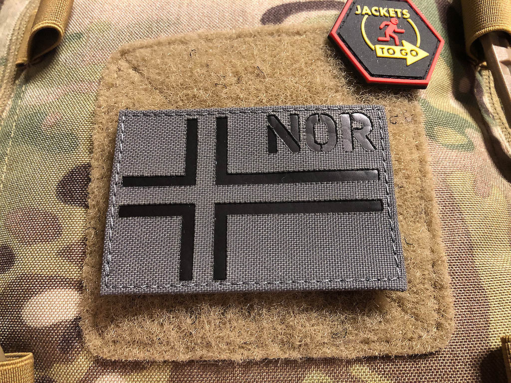 Norway flag - IR / infrared patch with NOR country code - Cordura Lasercut, gray, MILSPEC IR TAB, custom made