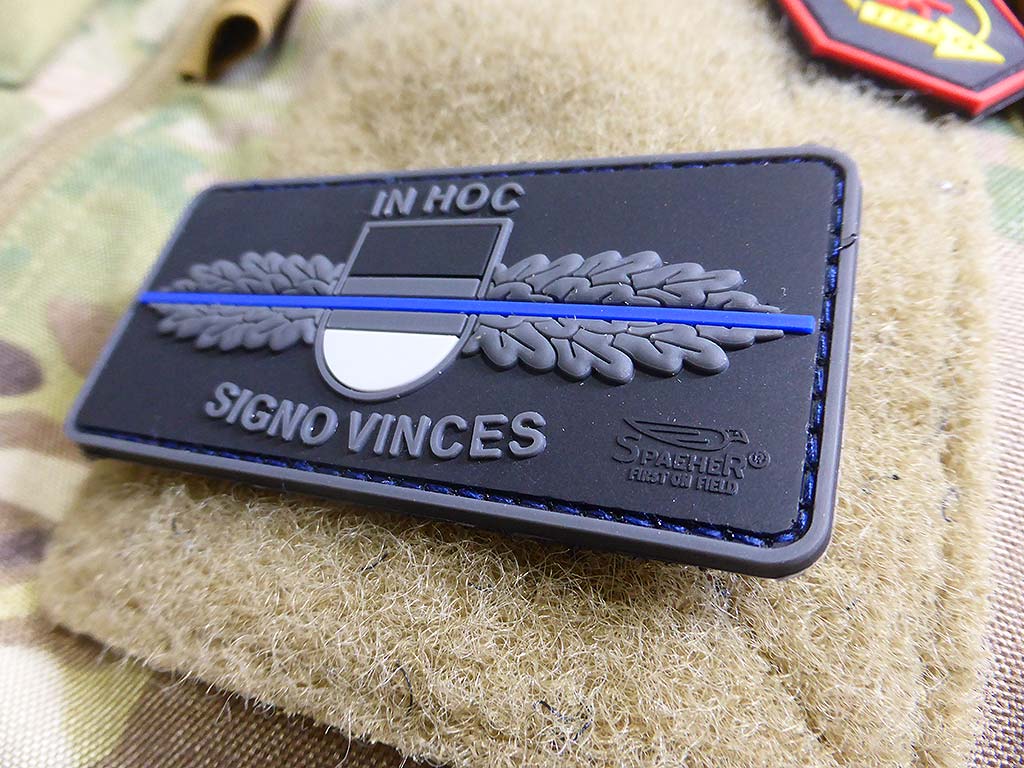 SEK-Patch - in hoc signo vinces -  Thin Blue Line, special edition / 3D Rubber Patch - Patch Snatched