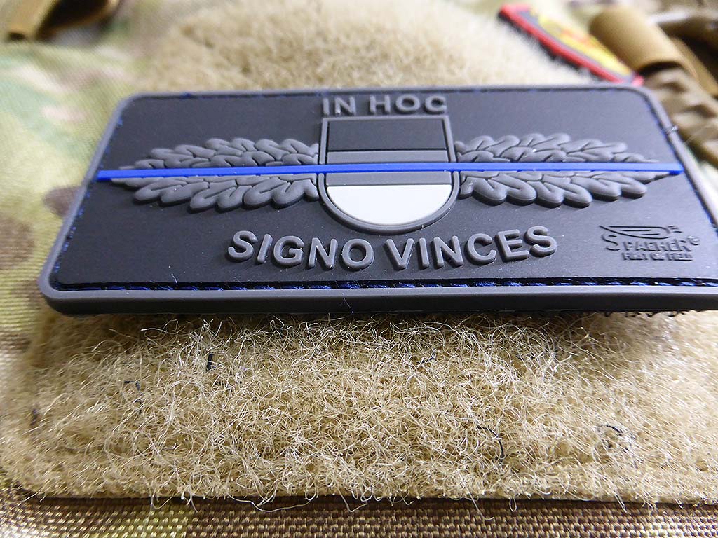 SEK-Patch - in hoc signo vinces -  Thin Blue Line, special edition / 3D Rubber Patch - Patch Snatched