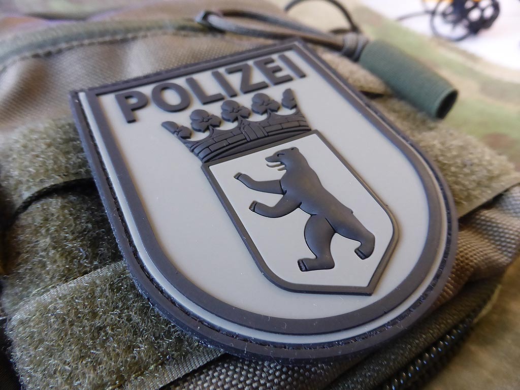 Ärmelabzeichen Polizei Berlin Patch, steingrau-oliv / 3D Rubber patch