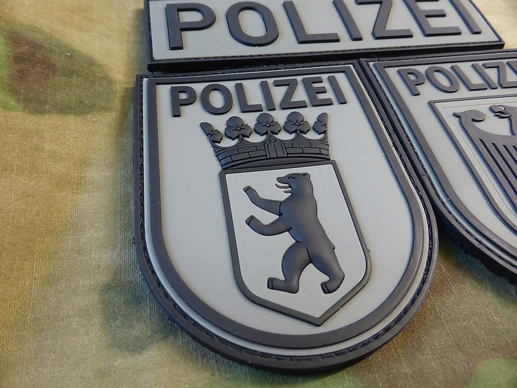 Ärmelabzeichen Polizei Berlin Patch, steingrau-oliv / 3D Rubber patch