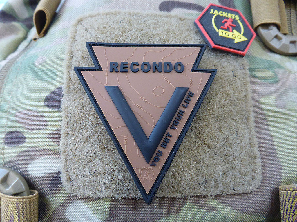 RECONDO, YOU BET YOUR LIFE Patch, coyote braun schwarz / 3D Rubber Patch