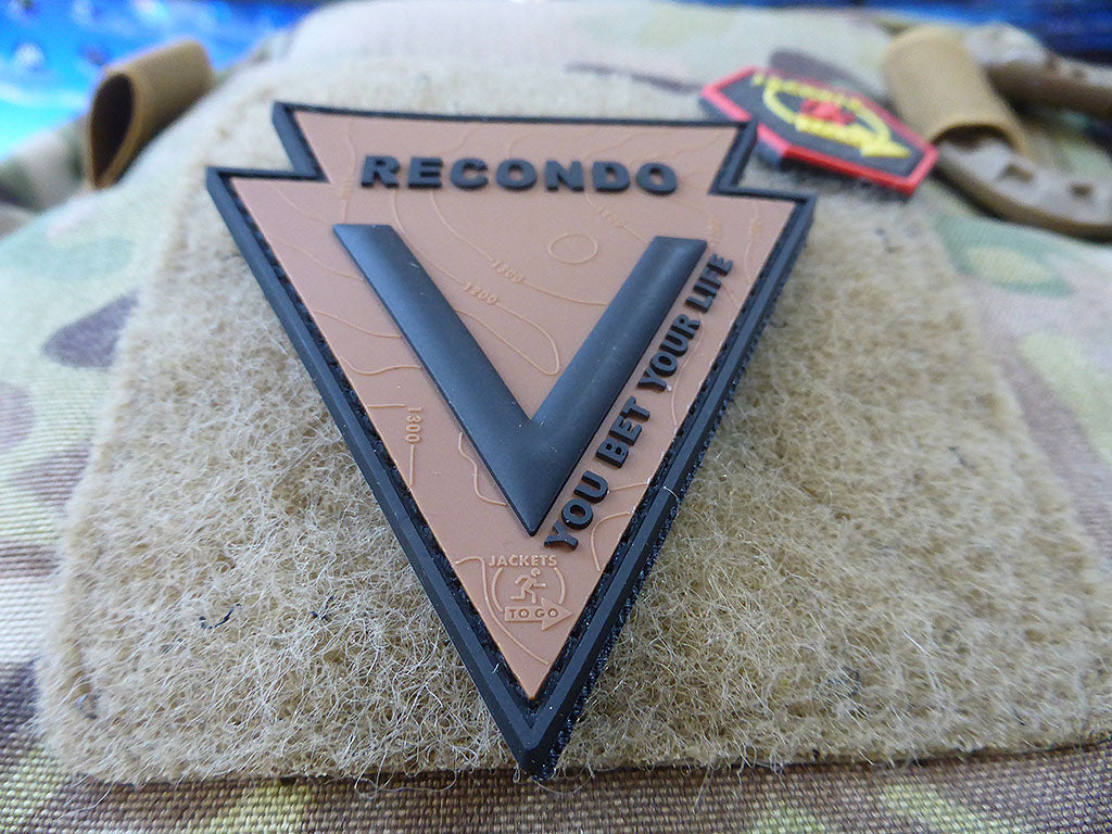 Patch RECONDO, YOU BET YOUR LIFE, coyote marron noir / Patch Caoutchouc 3D