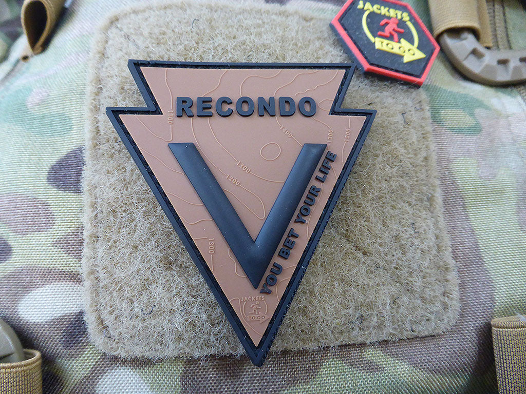 Patch RECONDO, YOU BET YOUR LIFE, coyote marron noir / Patch Caoutchouc 3D