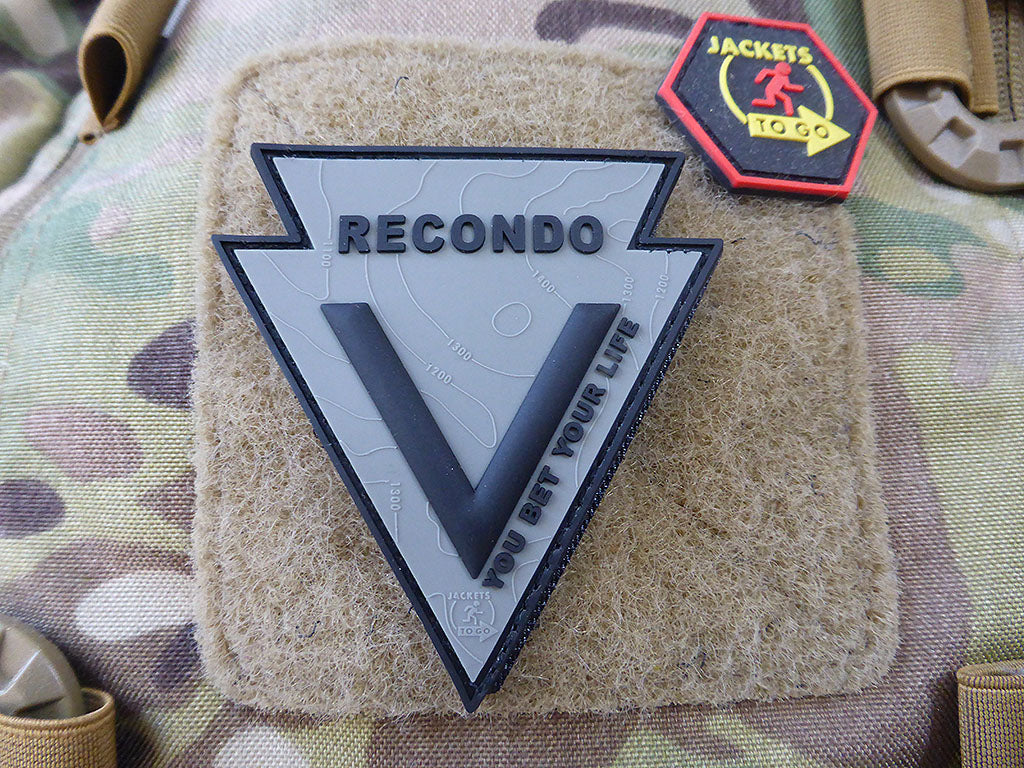 RECONDO, YOU BET YOUR LIFE Patch, steingrau oliv schwarz / 3D Rubber Patch - Patch Snatched