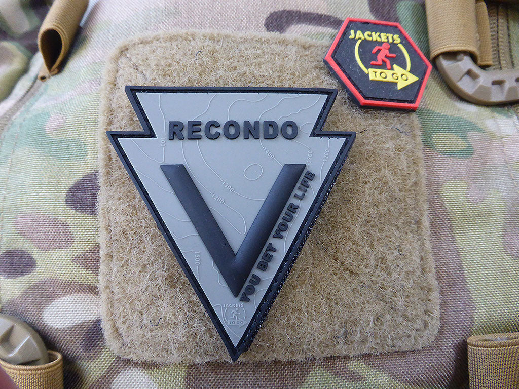 RECONDO, YOU BET YOUR LIFE Patch, steingrau oliv schwarz / 3D Rubber Patch - Patch Snatched