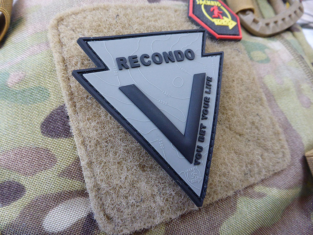 RECONDO, YOU BET YOUR LIFE Patch, steingrau oliv schwarz / 3D Rubber Patch - Patch Snatched