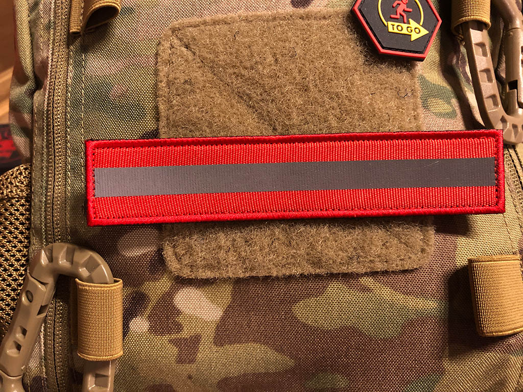 Patch réflecteur, rouge signal, 150 x 30 mm, avec support velcro